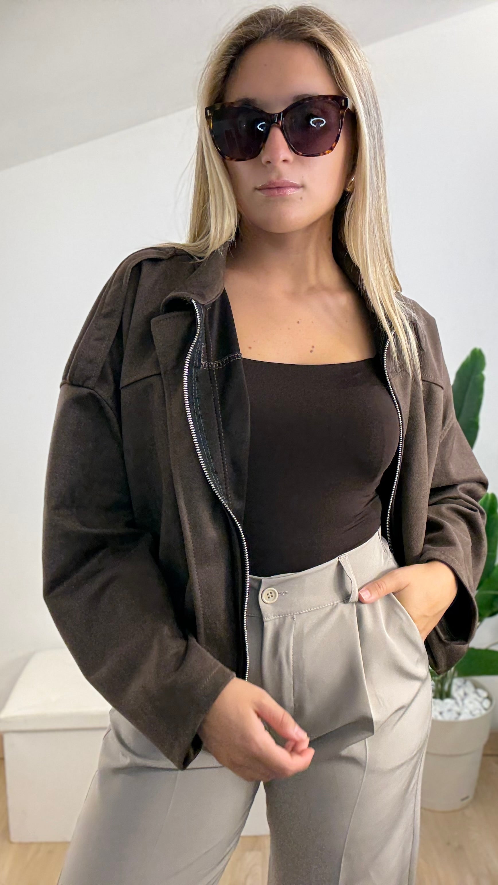 Giacca bomber in suede