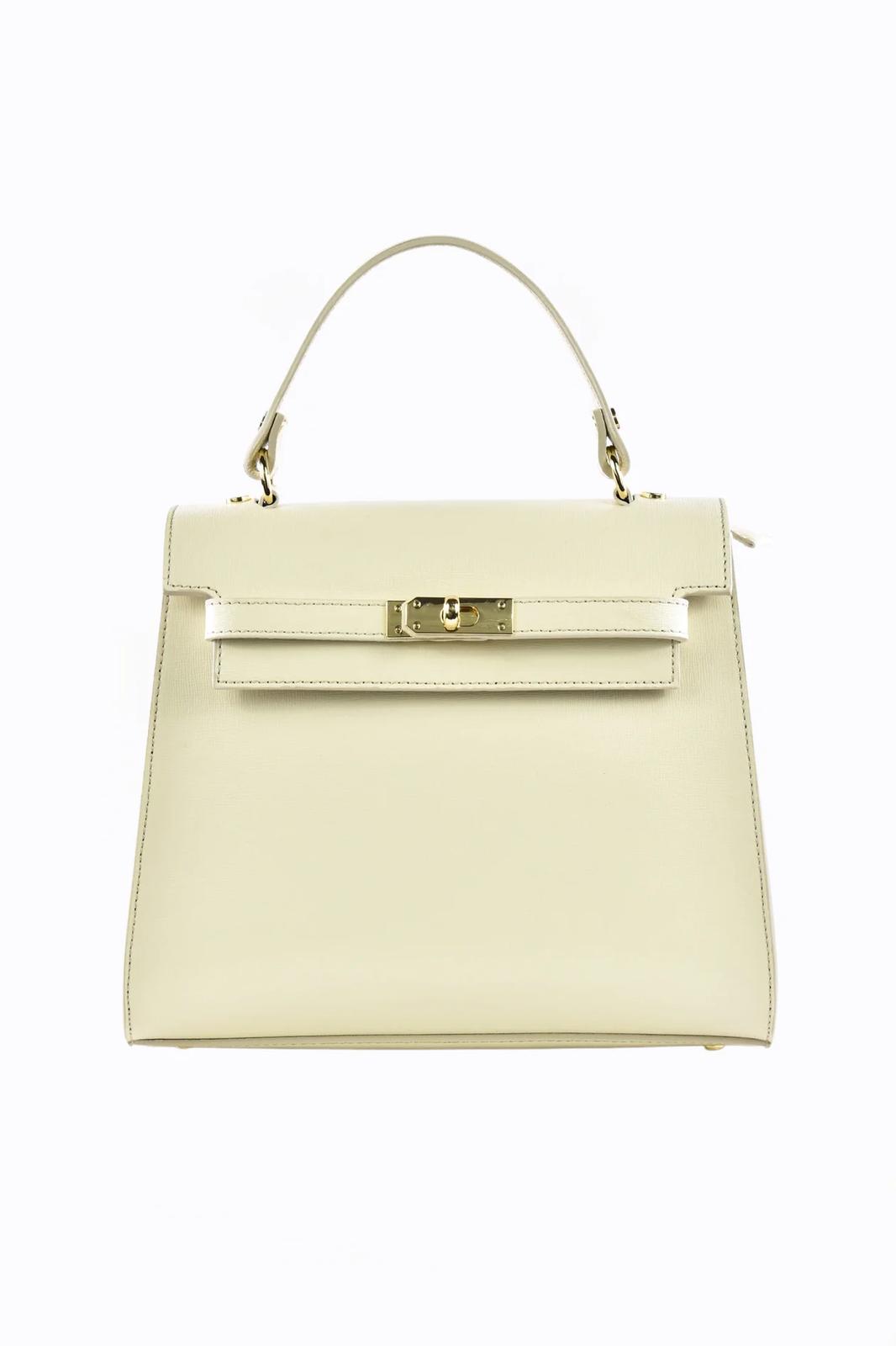 Borsa Sophie in vera pelle Saffiano panna