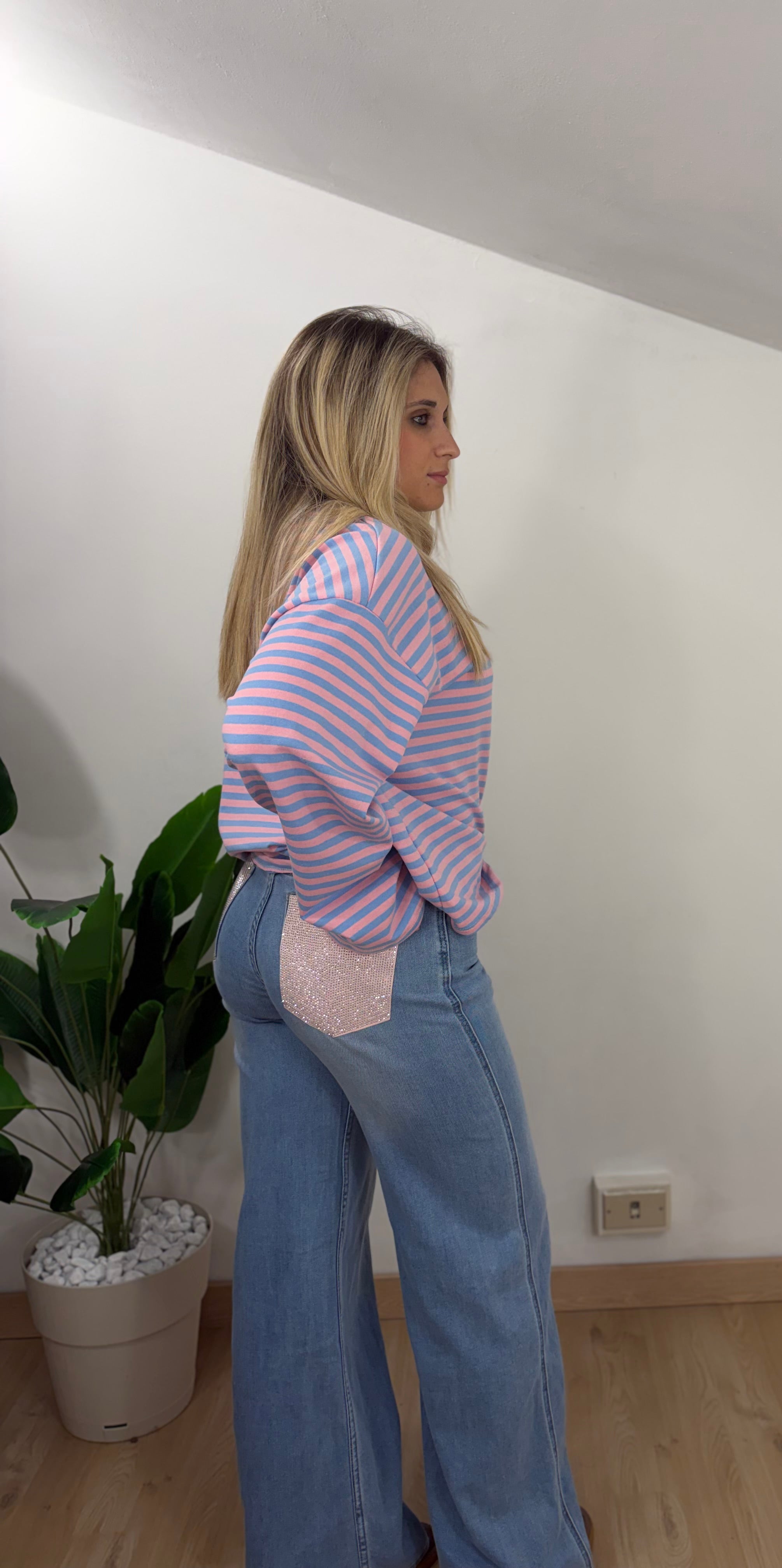 Jeans doppia tasca rosa