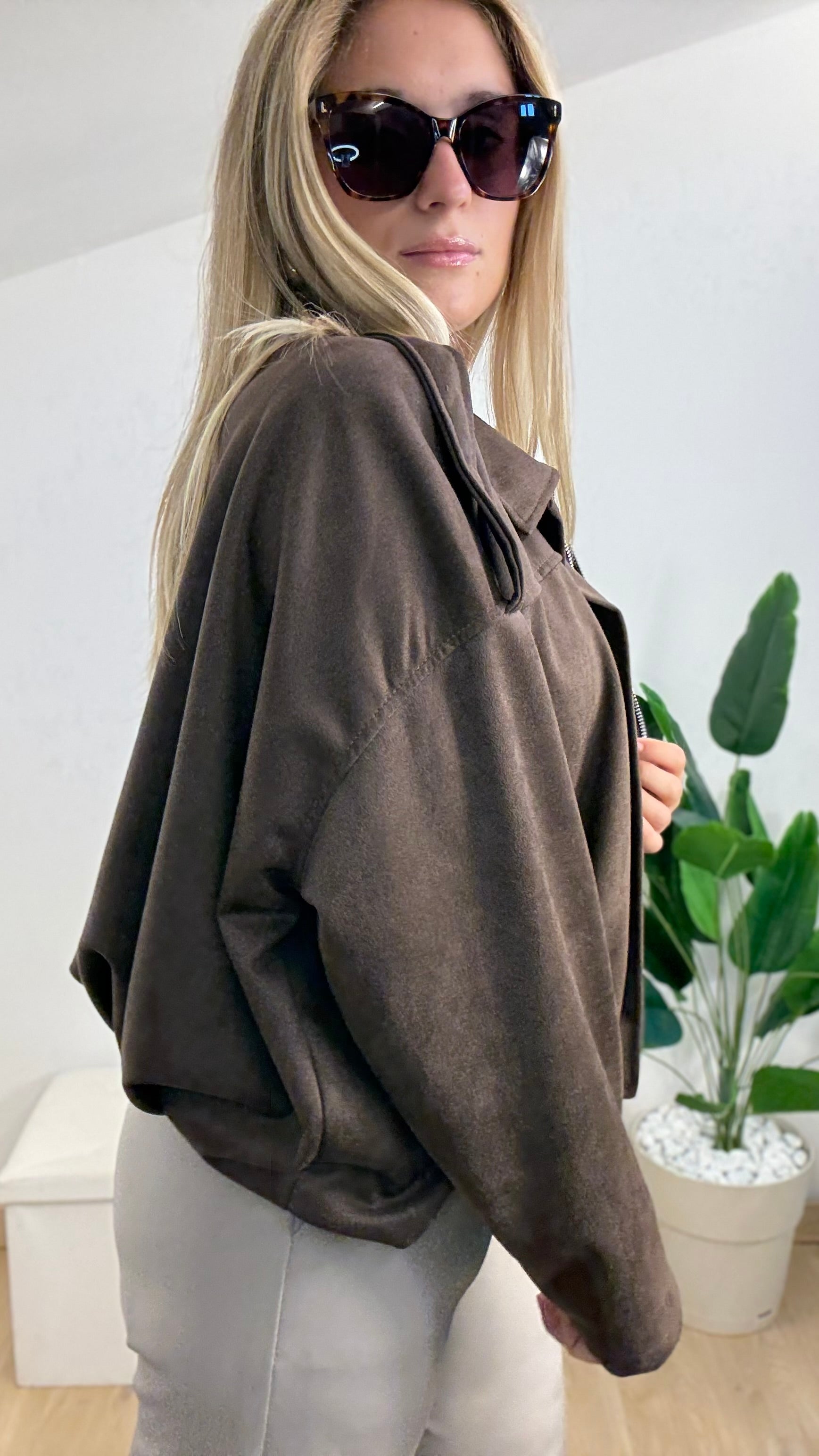 Giacca bomber in suede