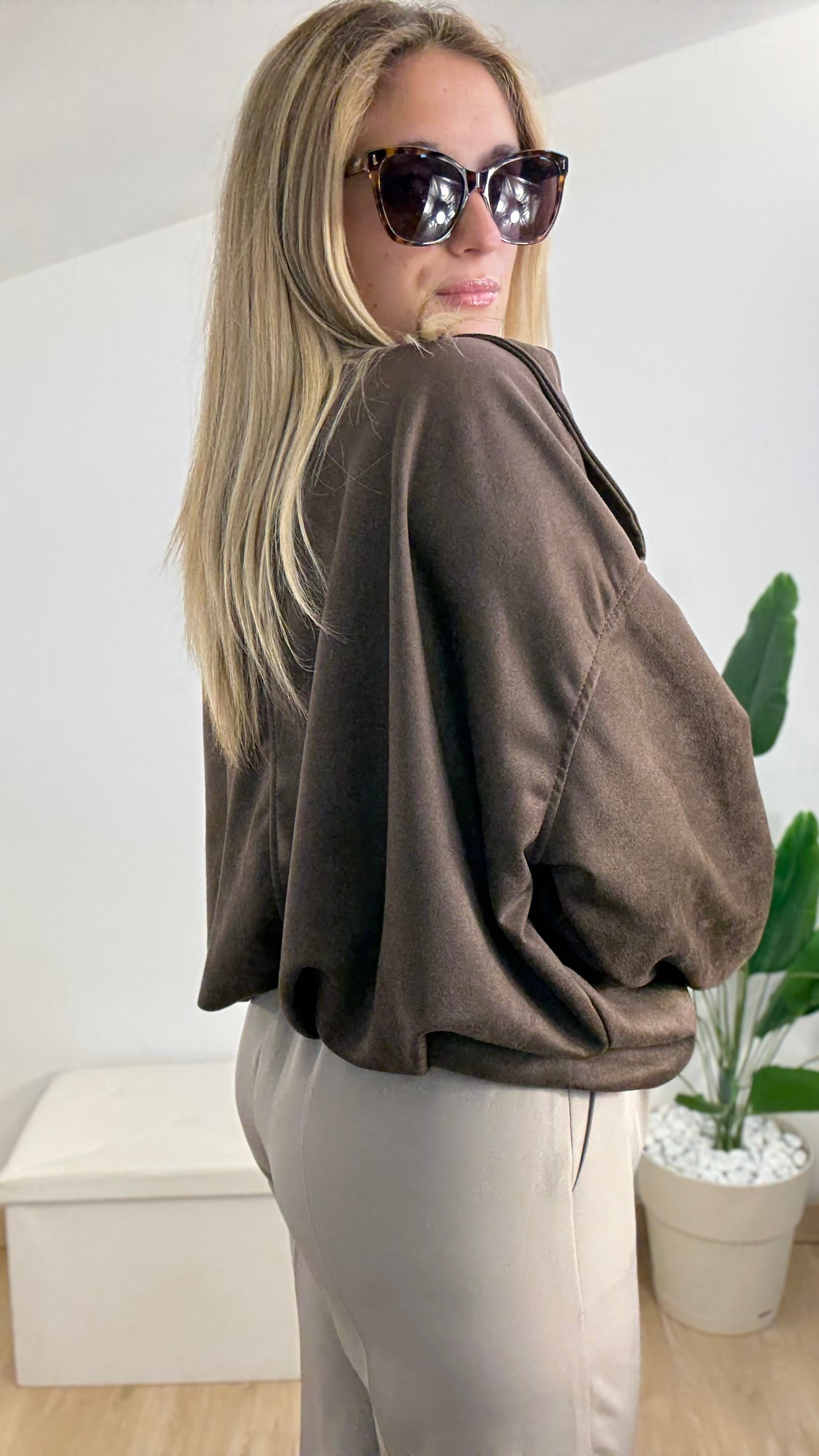 Giacca bomber in suede