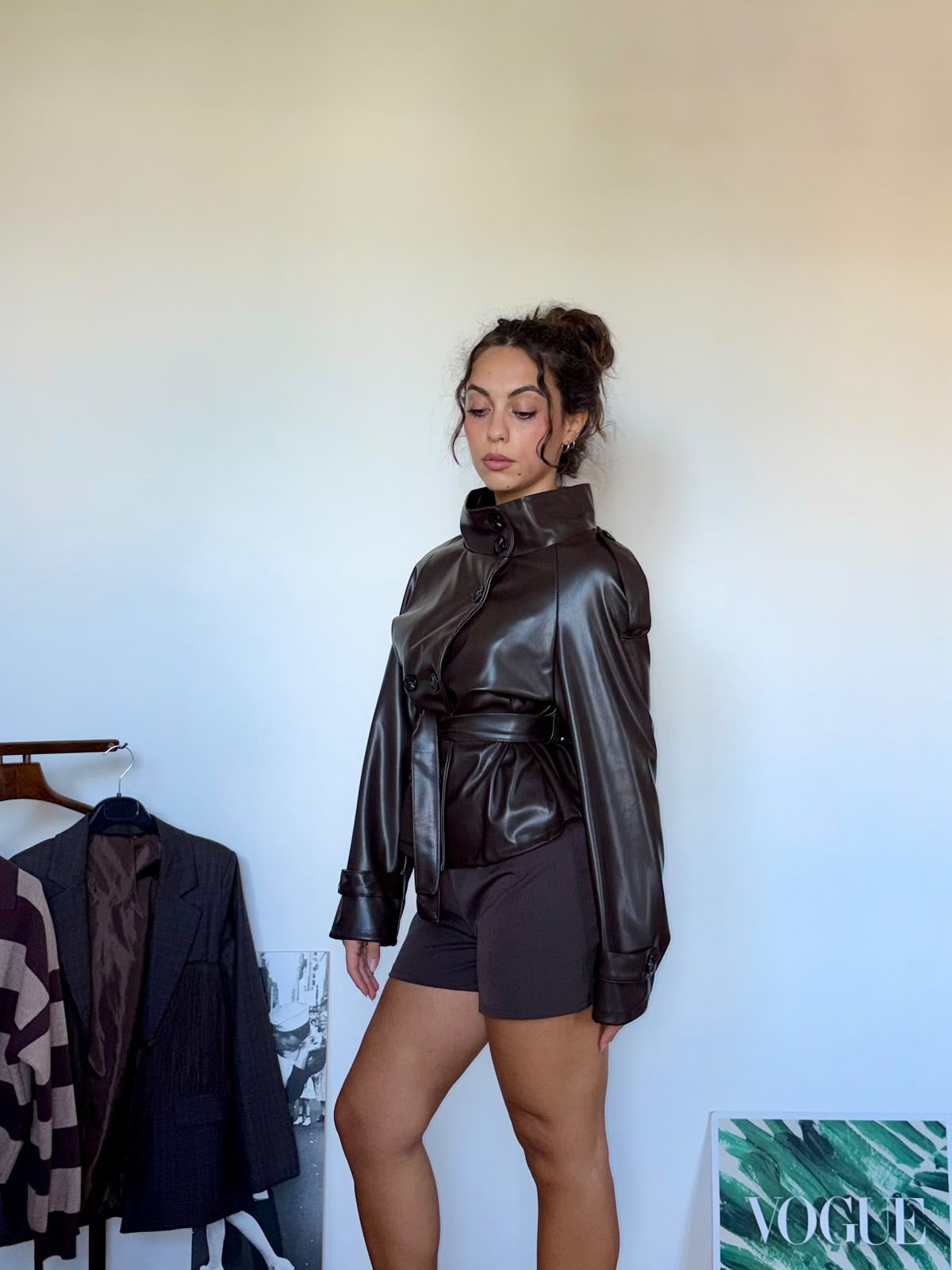 Trench cropped doppiopetto