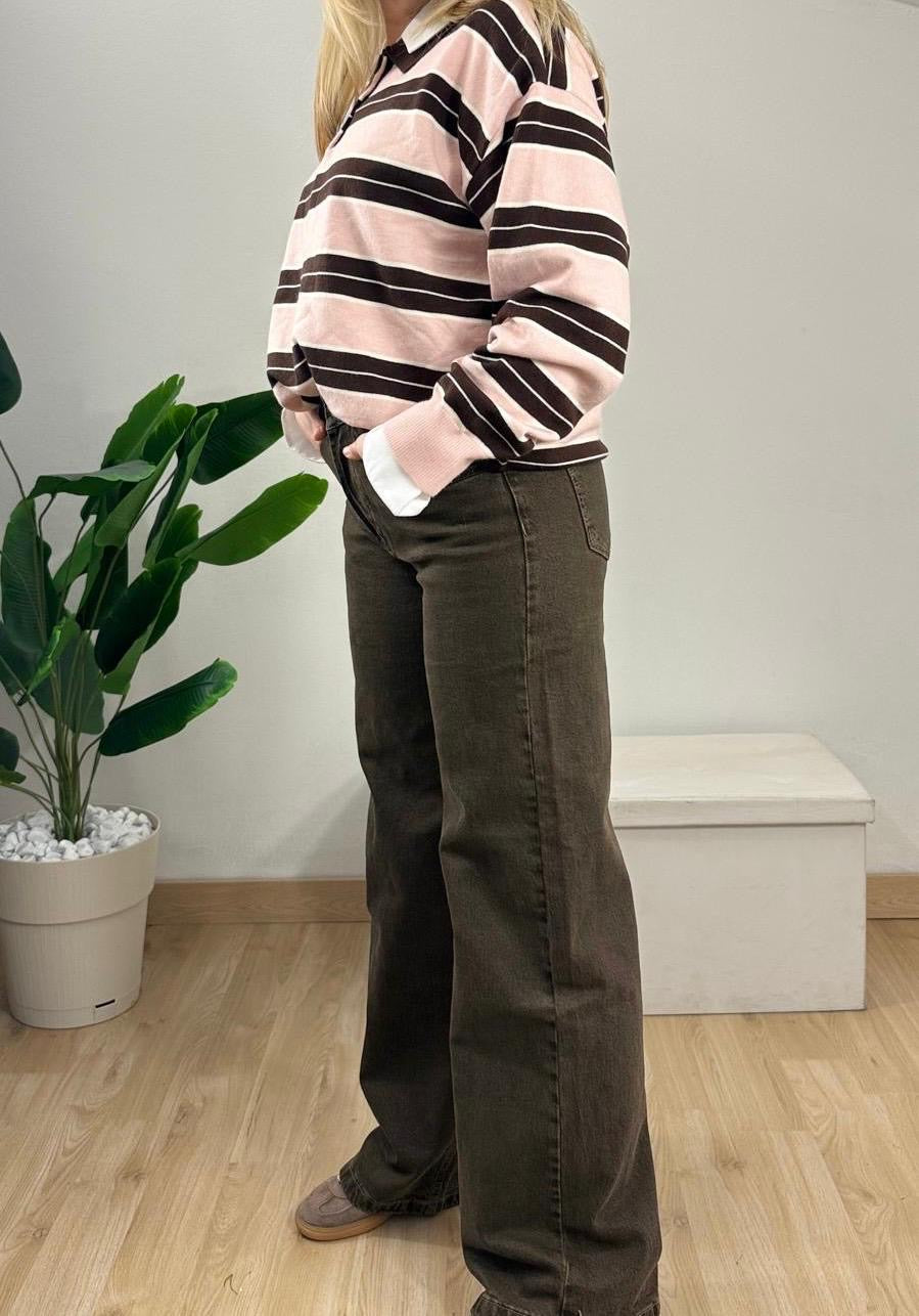 Jeans wide leg brown