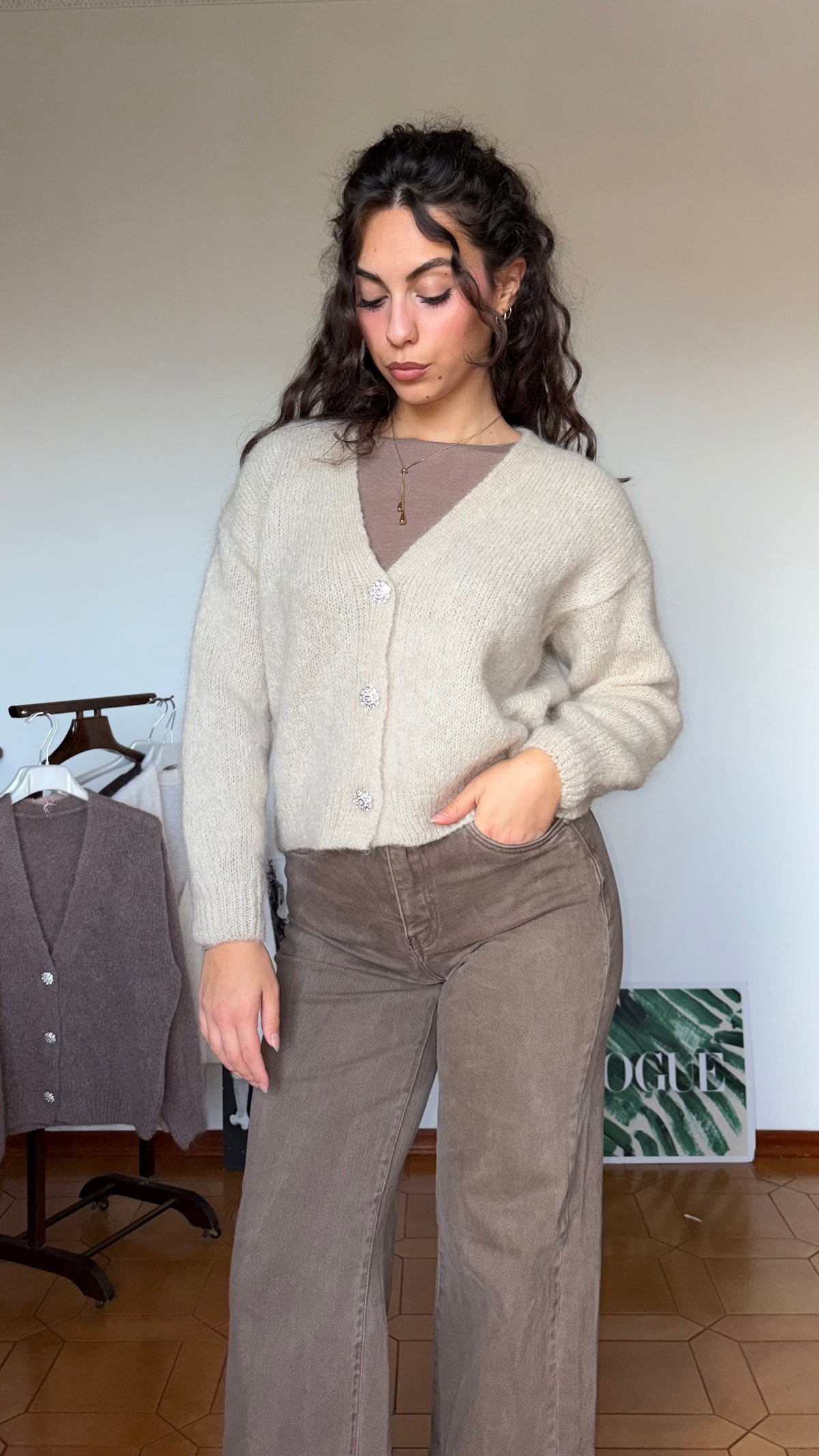 Cardigan tre bottoni gioiello