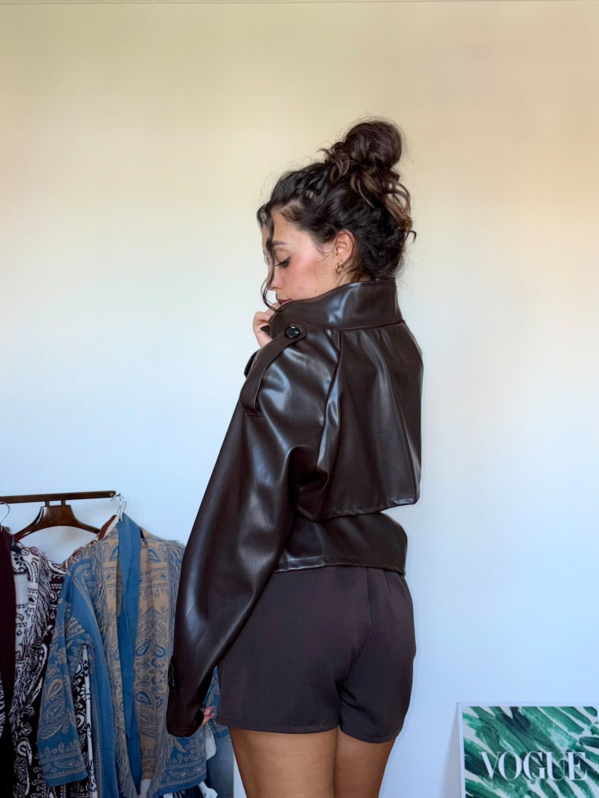 Trench cropped doppiopetto
