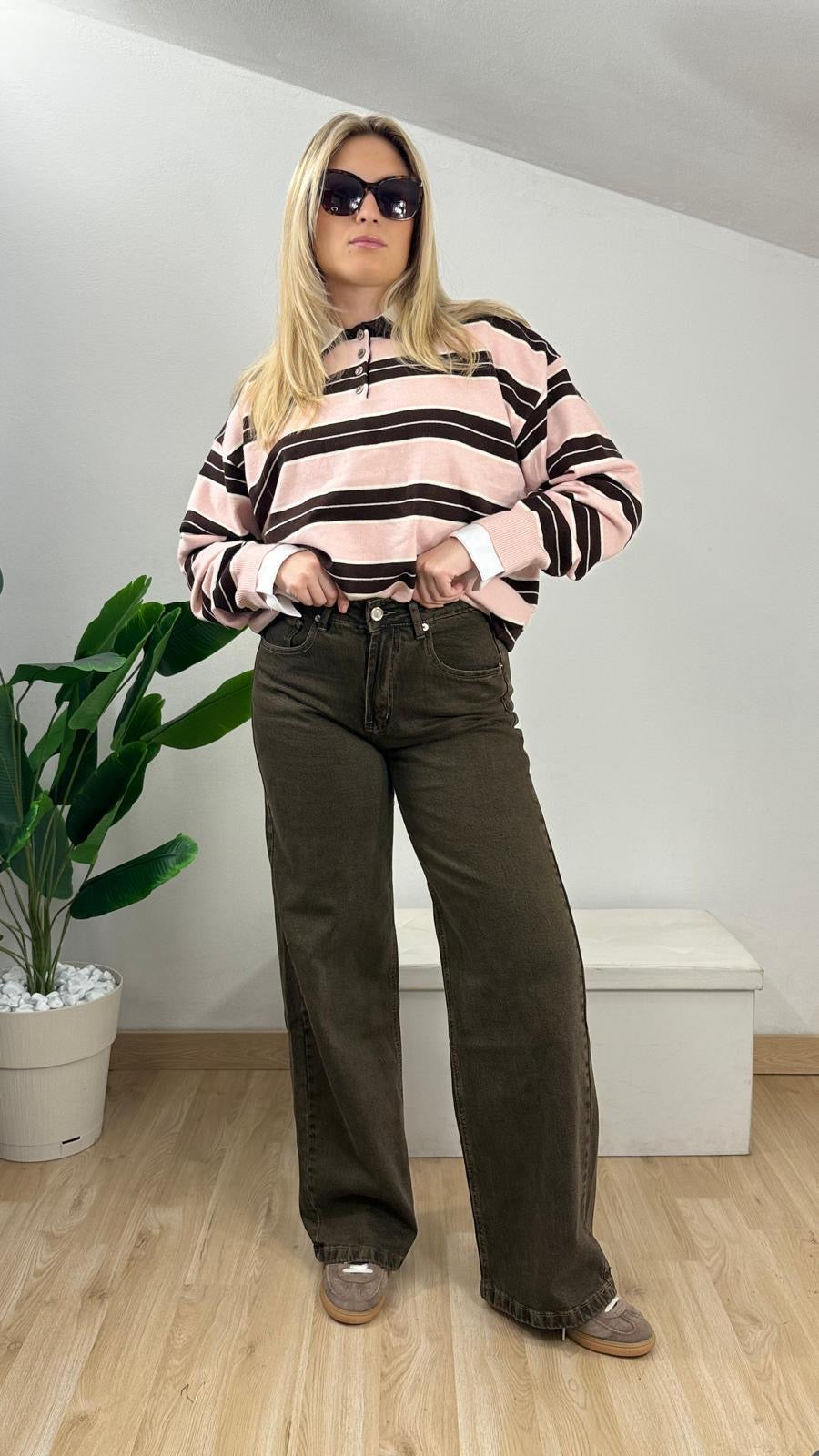 Jeans wide leg brown