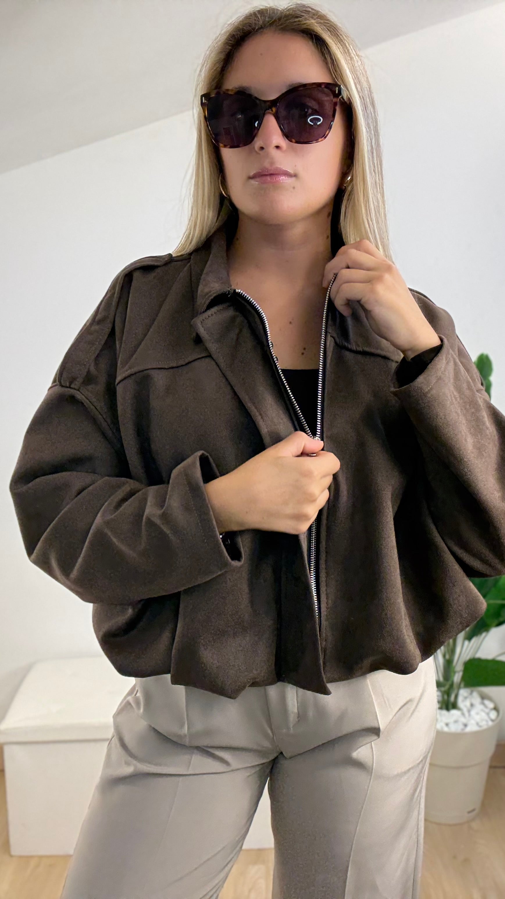 Giacca bomber in suede