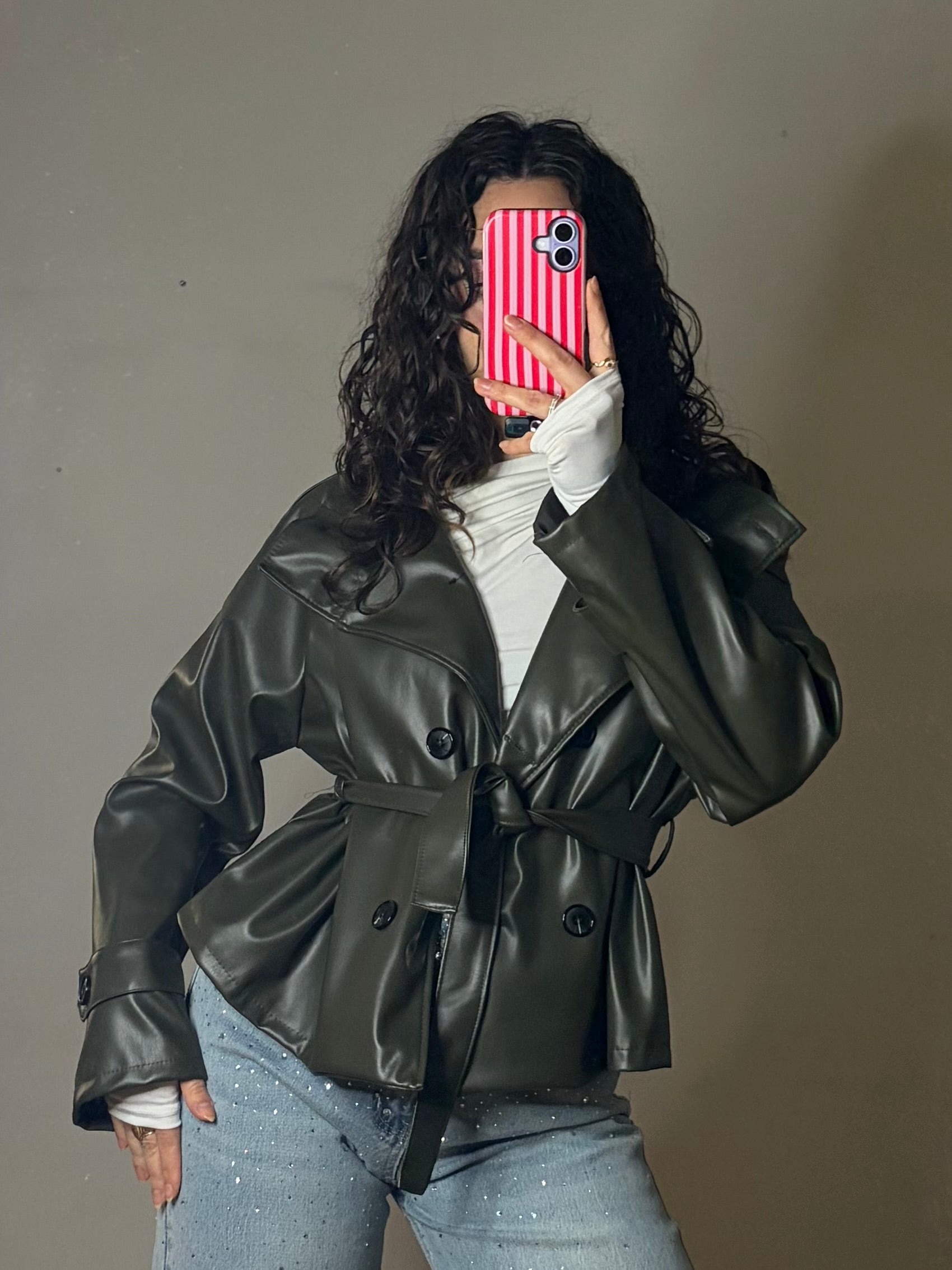 Trench cropped doppiopetto