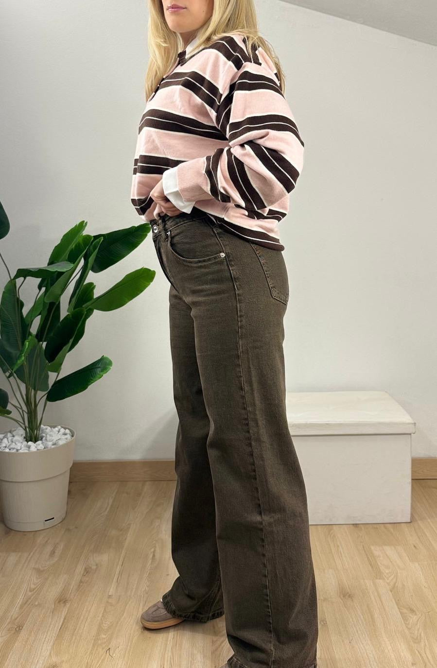 Jeans wide leg brown