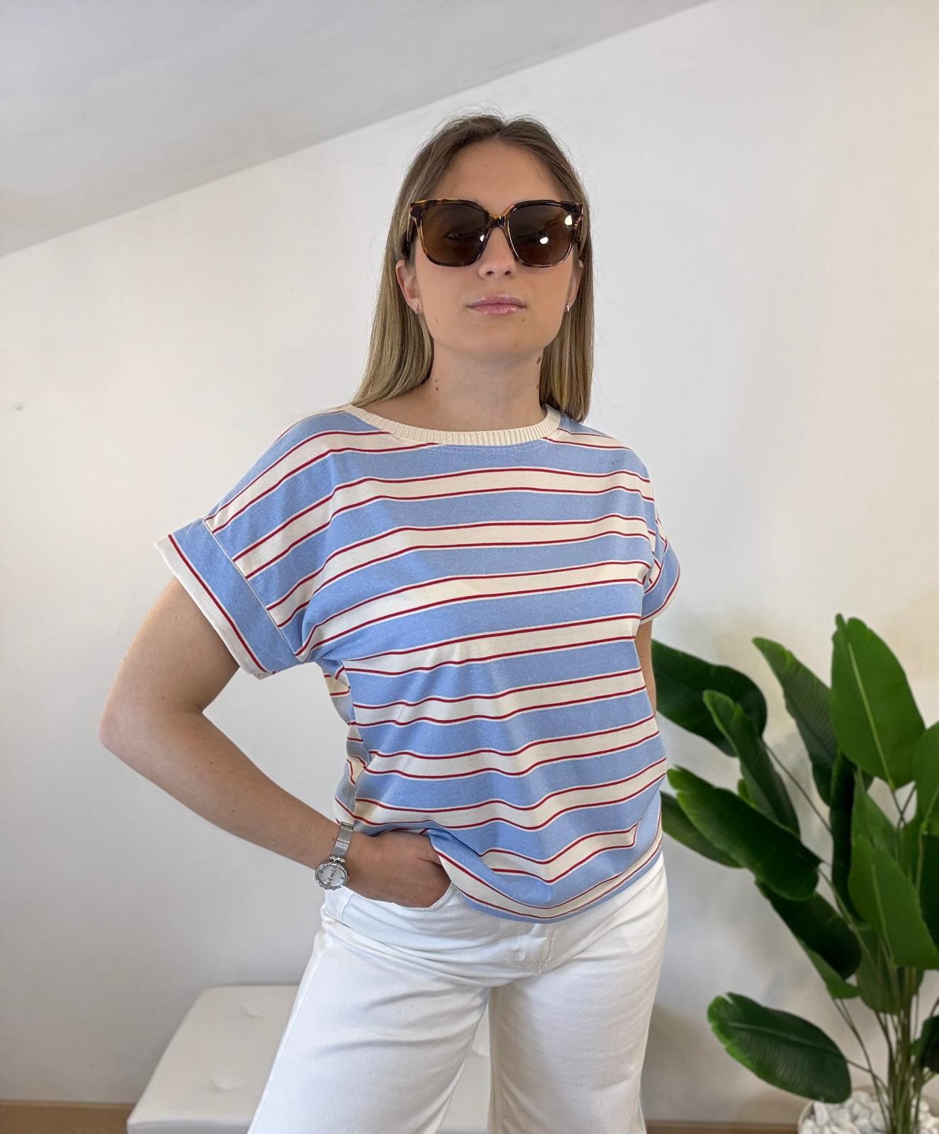 T-shirt stripes celeste