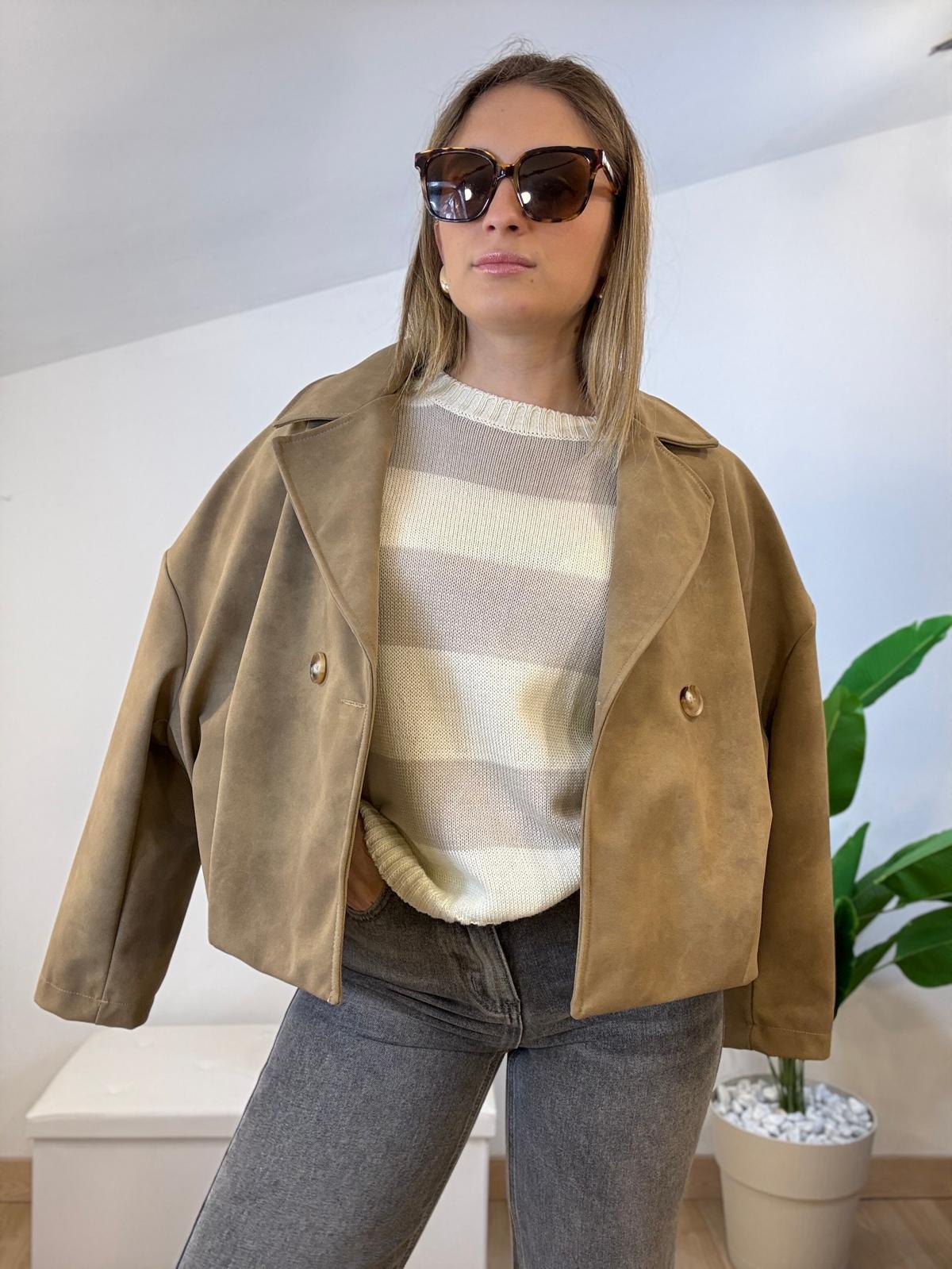 Bomber scamosciato con tasche