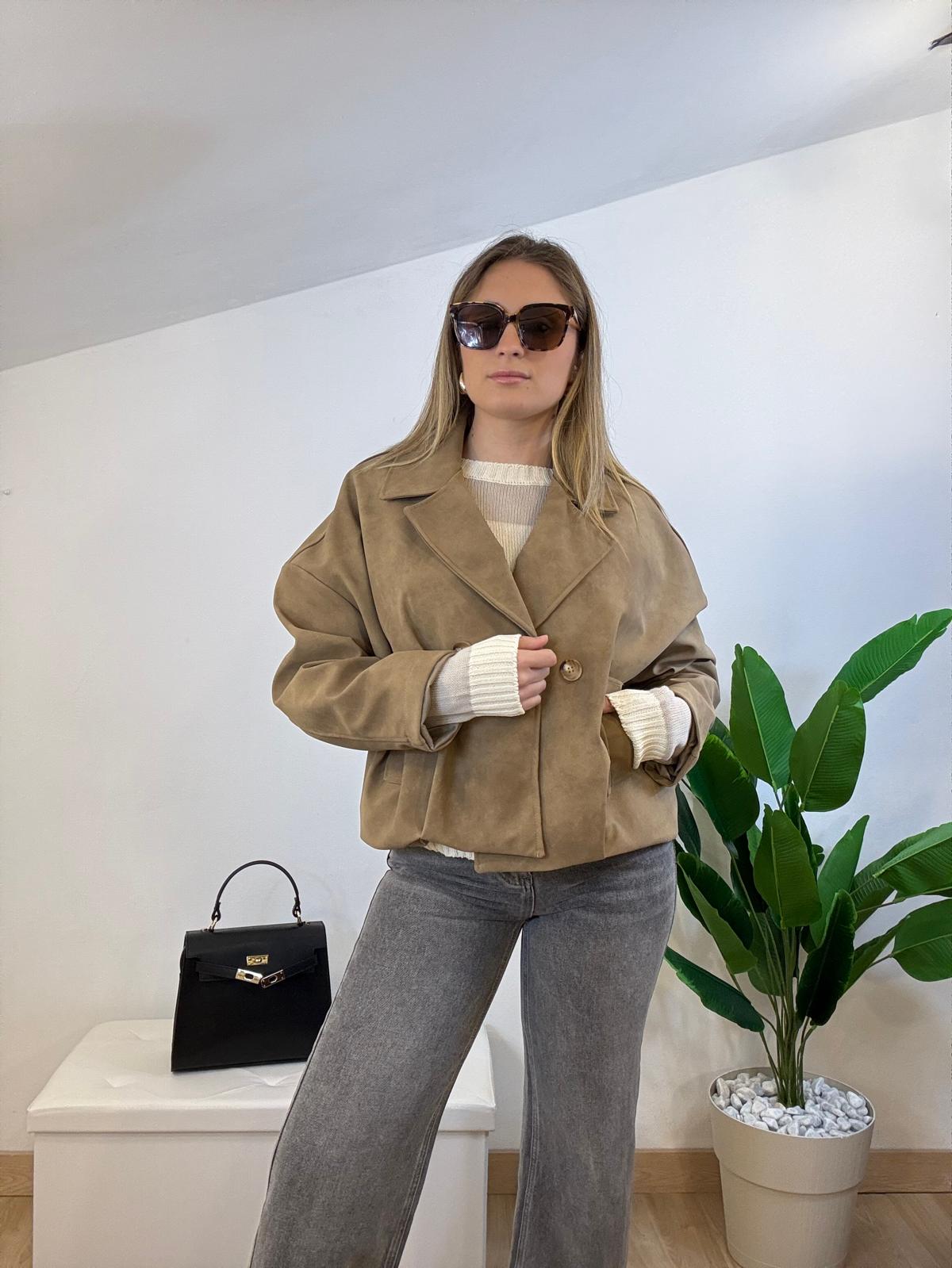 Bomber scamosciato con tasche