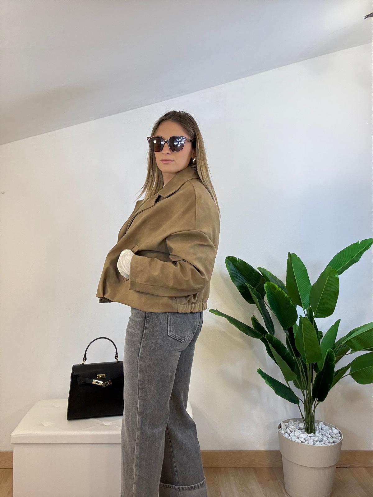 Bomber scamosciato con tasche