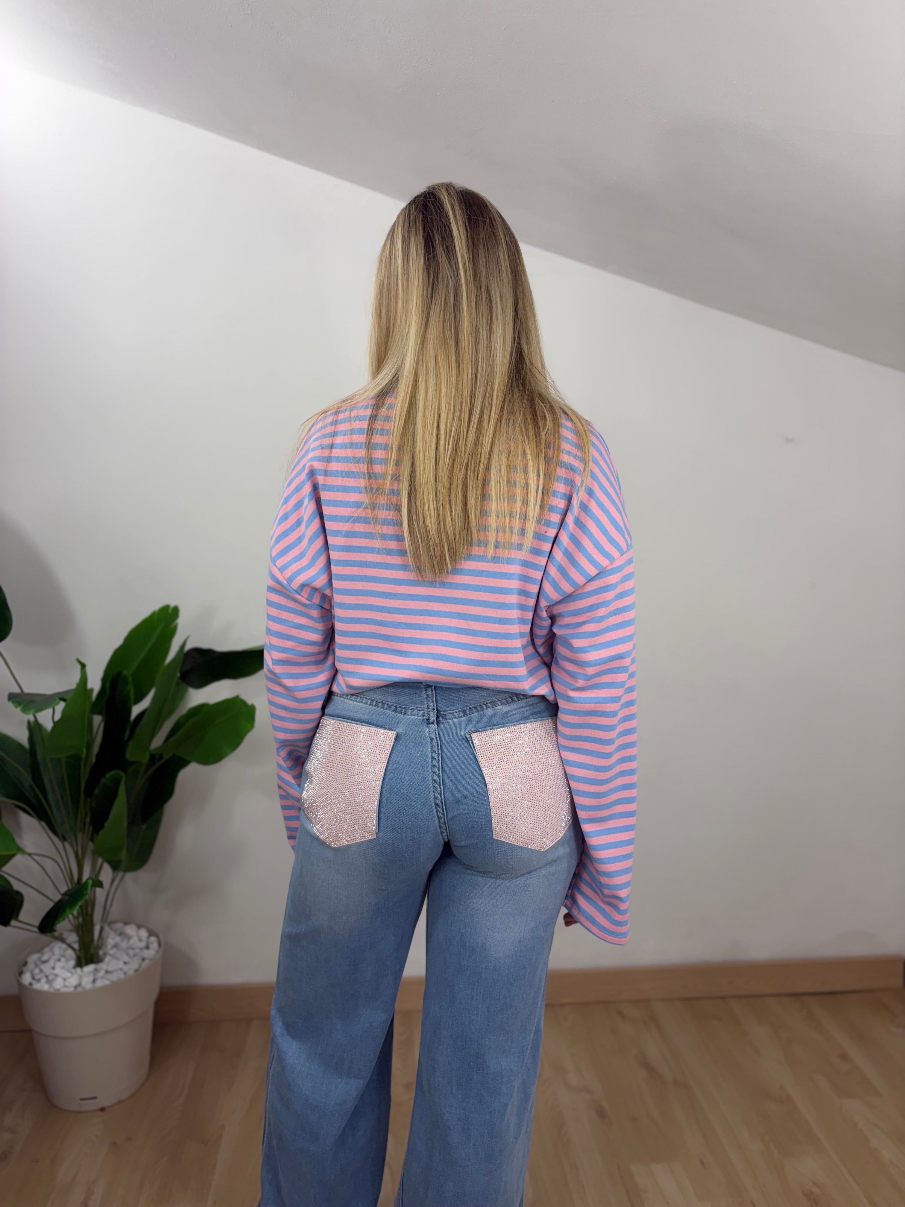 Jeans doppia tasca rosa