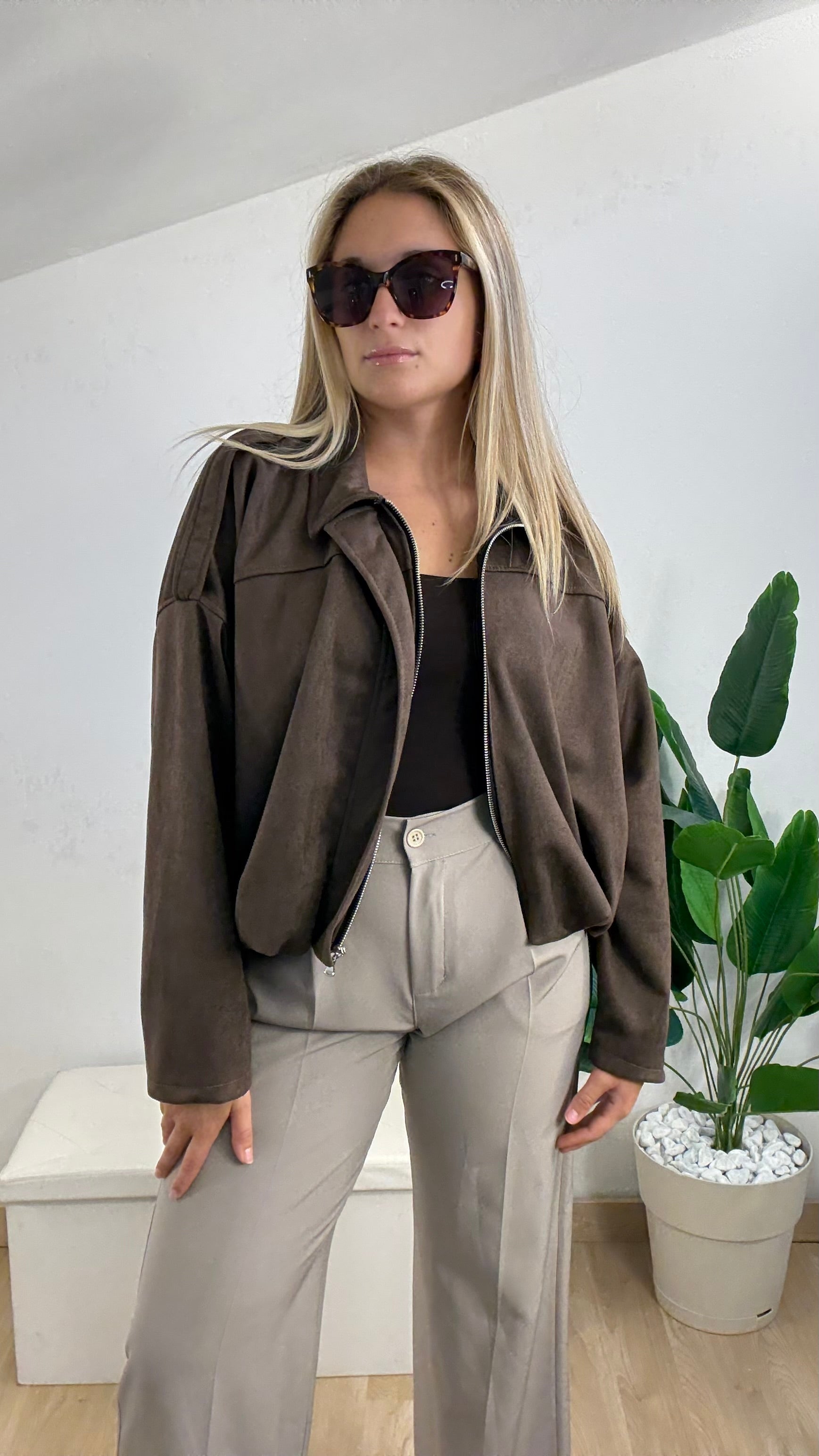 Giacca bomber in suede