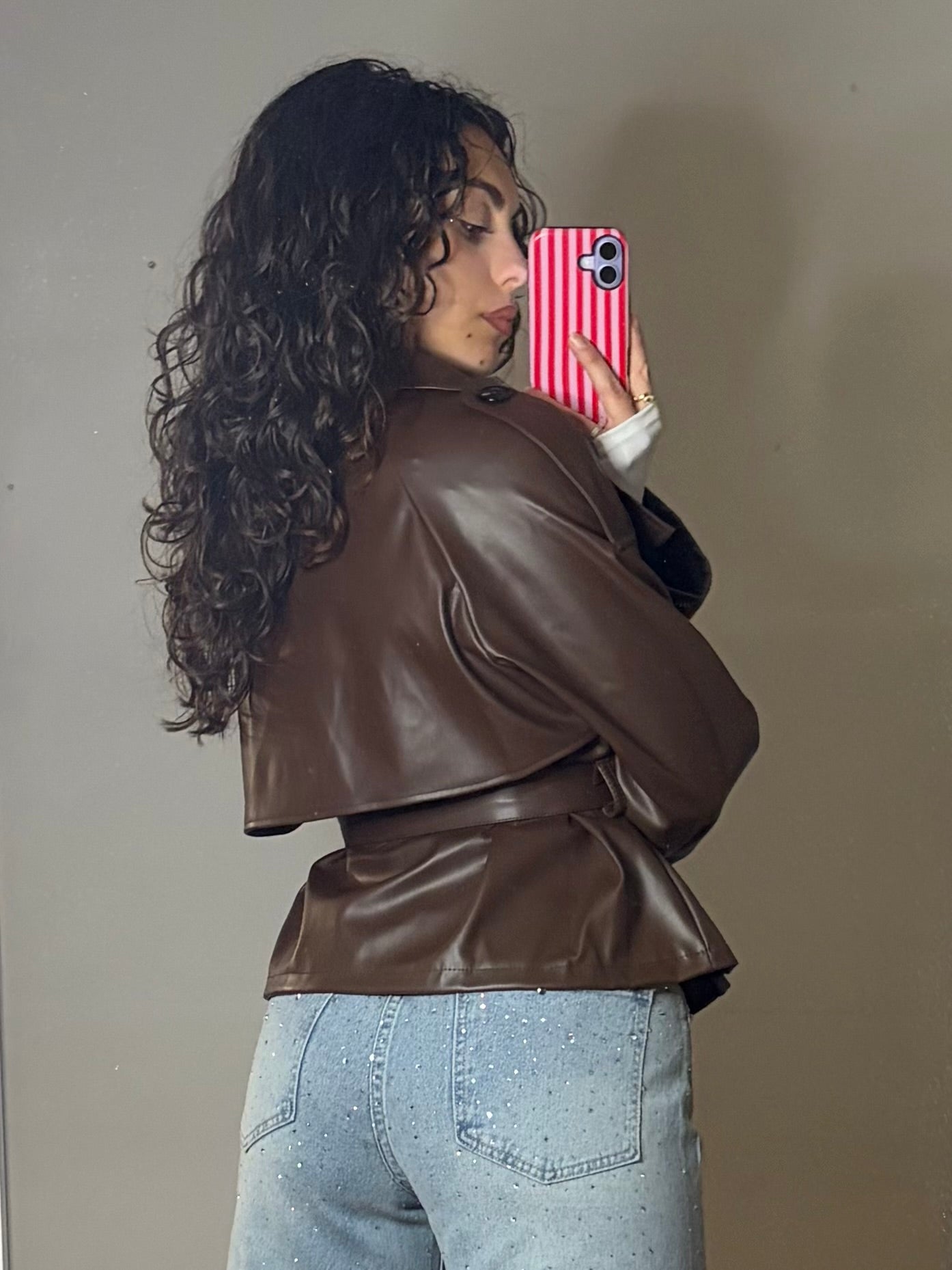 Trench cropped doppiopetto