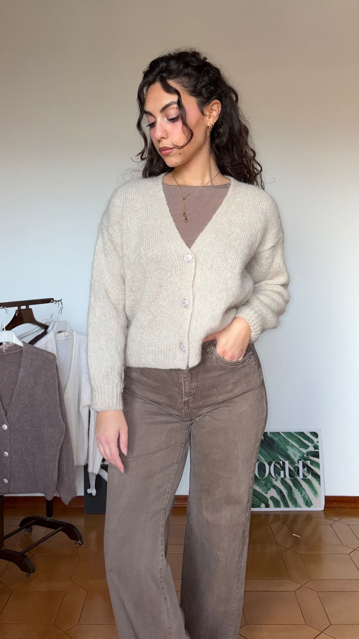Cardigan tre bottoni gioiello