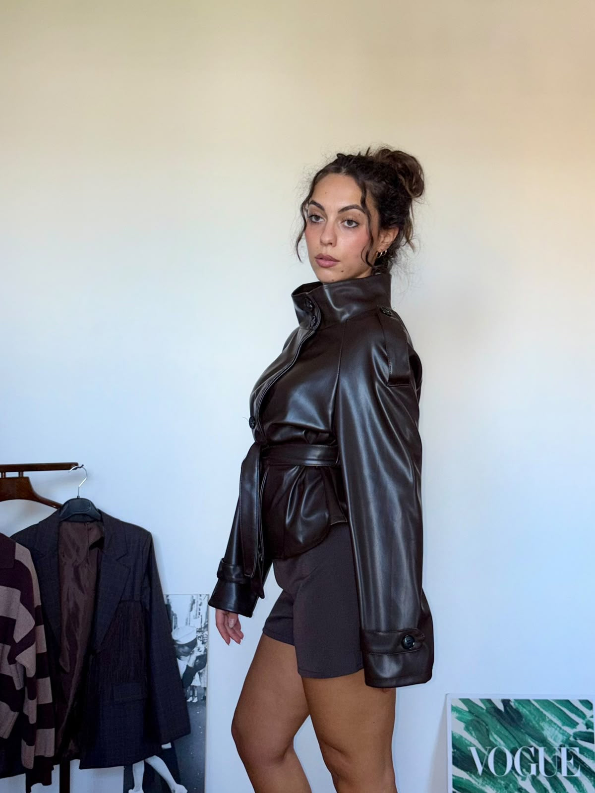 Trench cropped doppiopetto