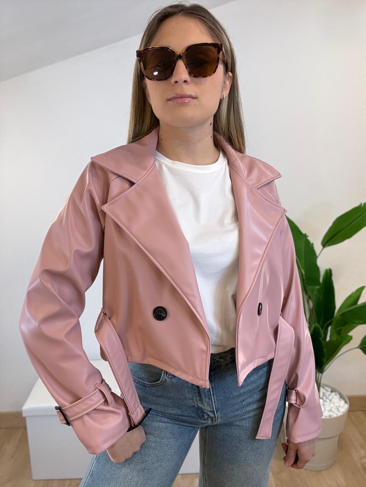 Giacca trench effetto pelle
