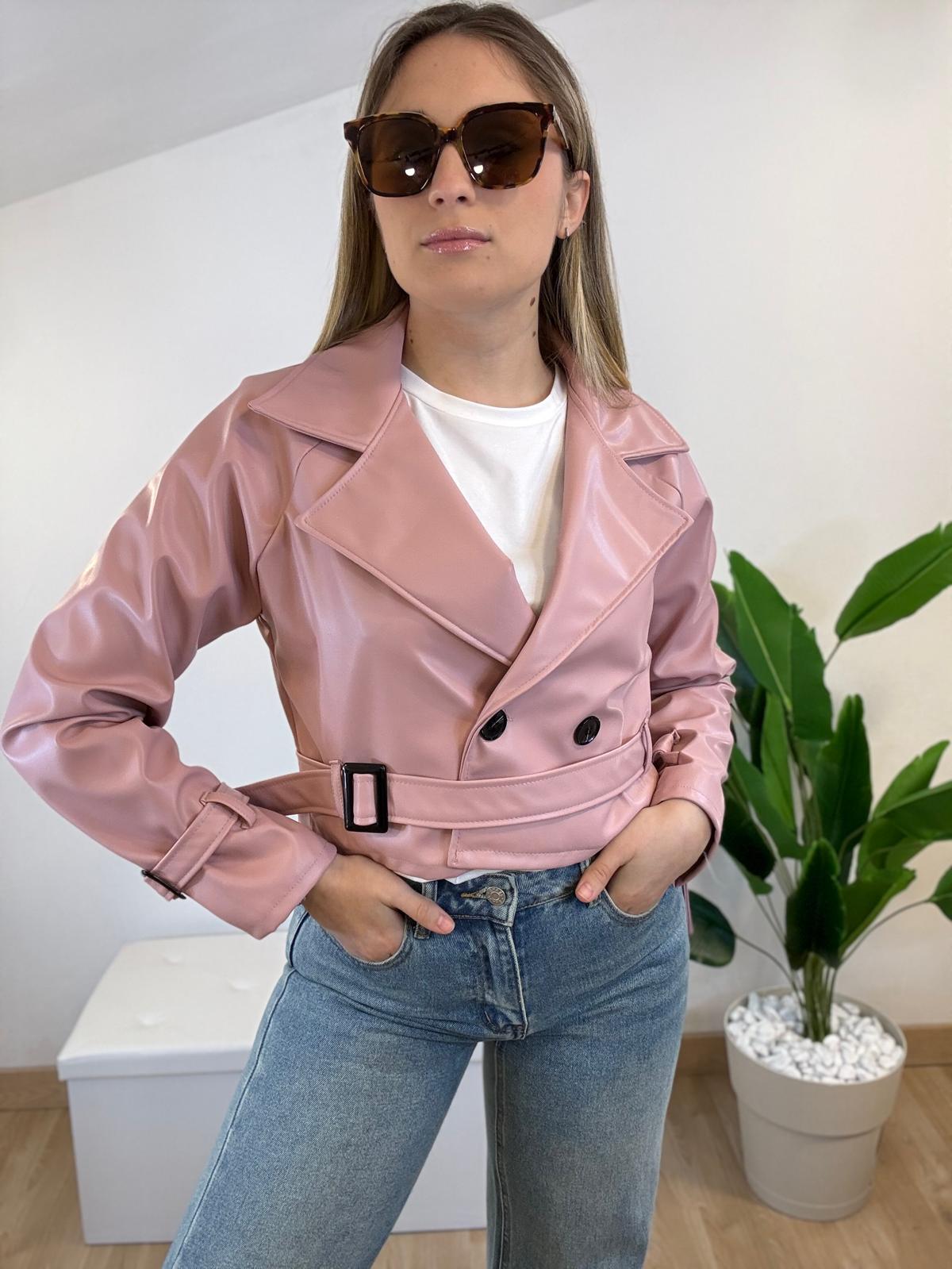 Giacca trench effetto pelle