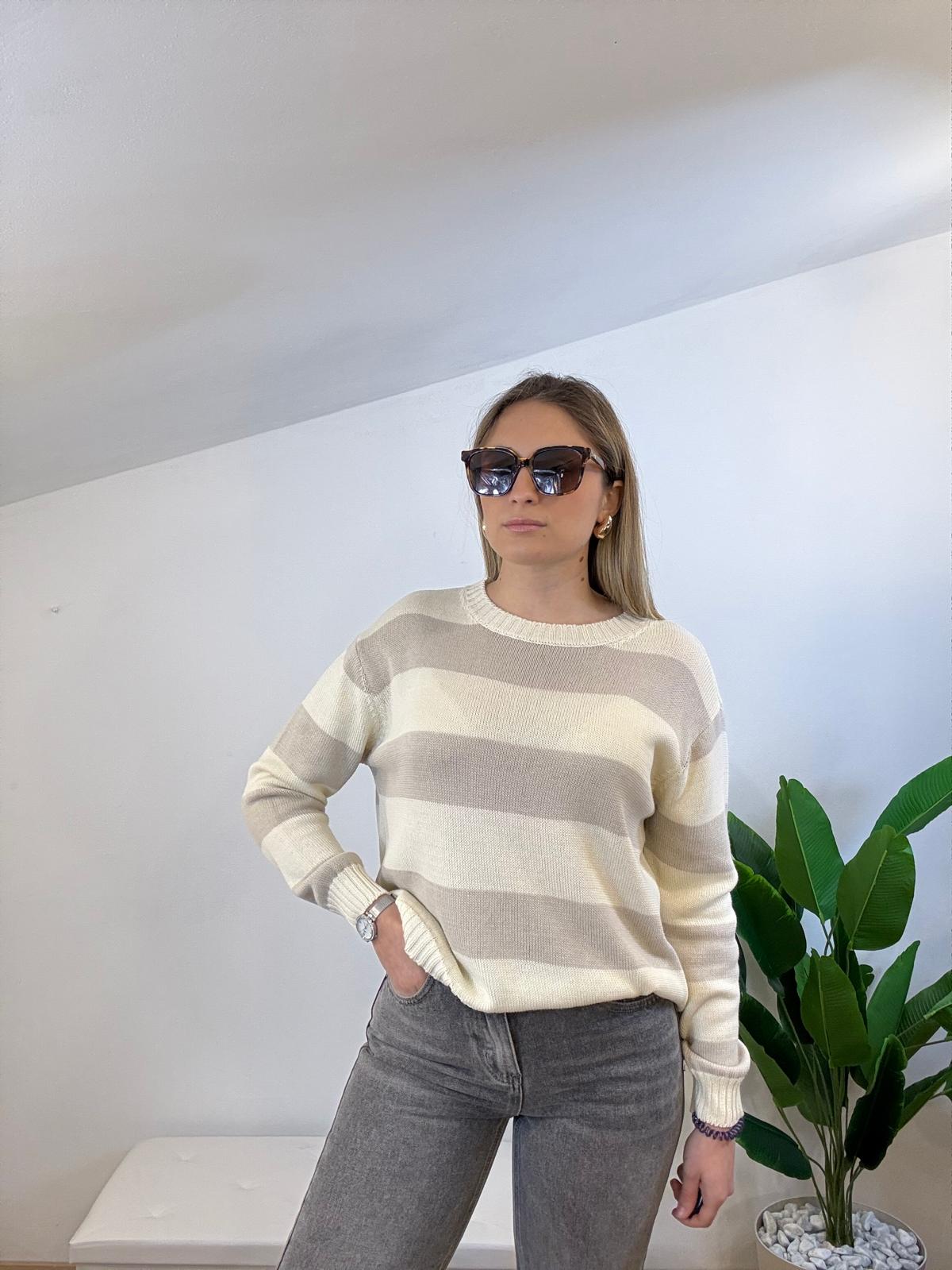 Pullover in cotone a righe