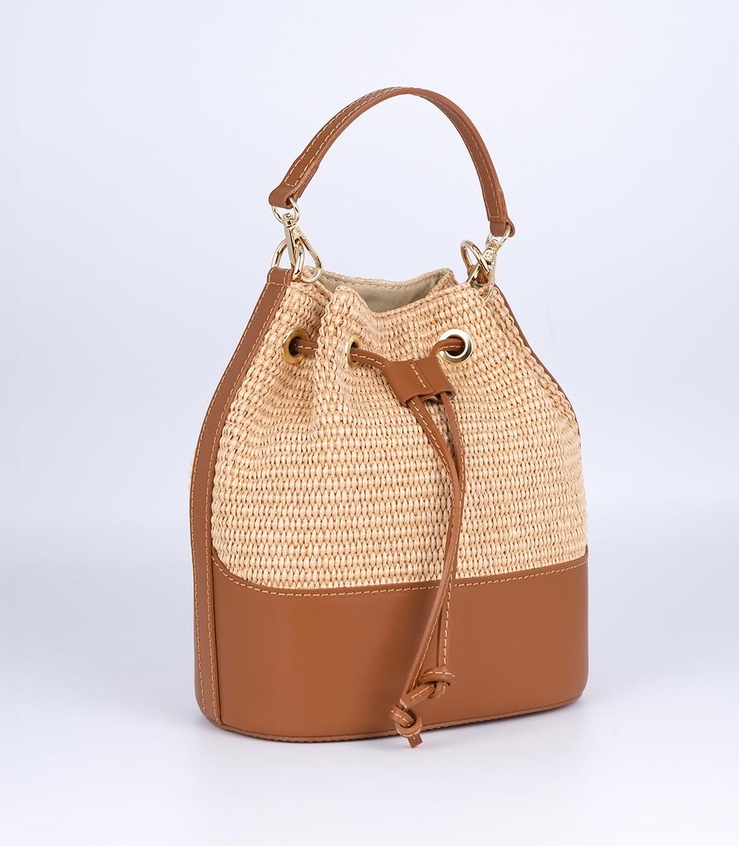 Borsa in vera pelle e rafia SECCHIELLO