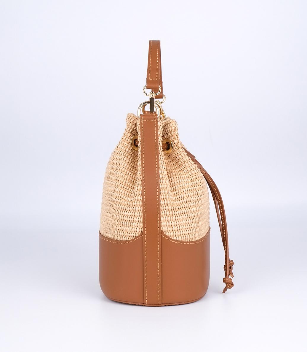 Borsa in vera pelle e rafia SECCHIELLO