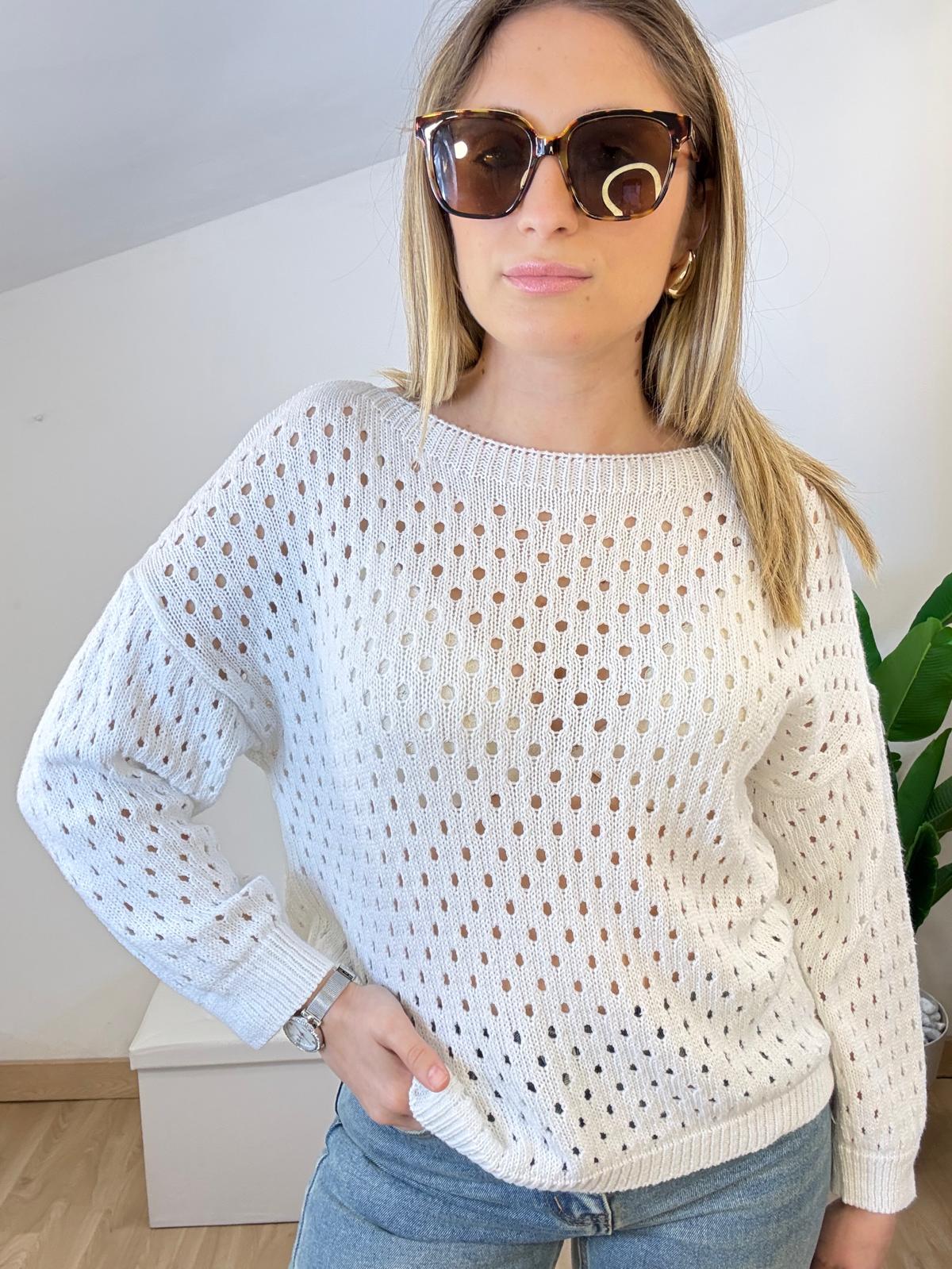 Pullover traforato bianco